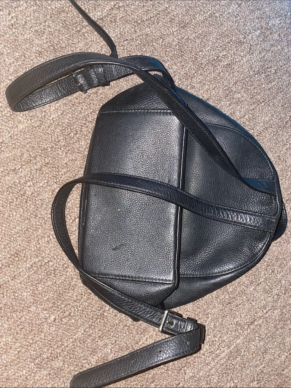 kate spade Black Leather Mini Backpack with Front Zip Pocket